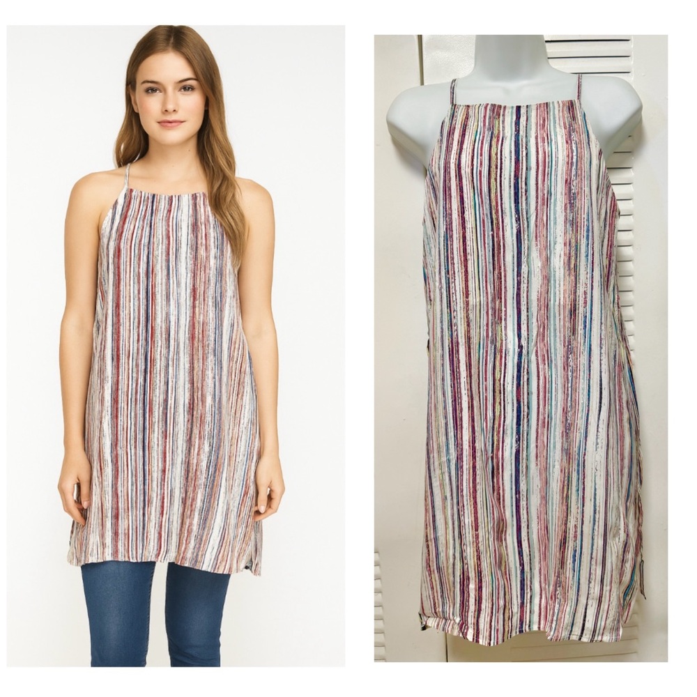 NWT - BCBGeneration Multicolor Striped Crop Top Satin Blouse